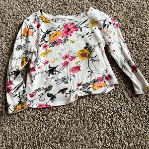 Old Navy Pink and Yellow Long Sleeve Crop Blouse